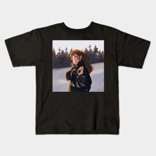 Winter Girl Illustration Kids T-Shirt